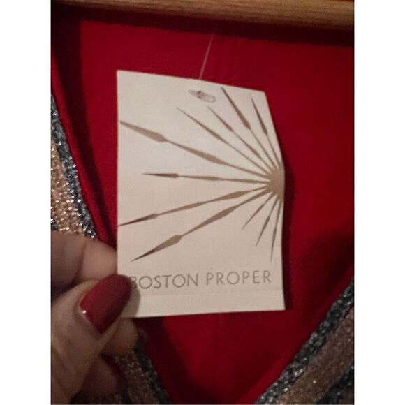 Boston Proper Women's S Heartthrob Embroidered Tunic Sweater Red Artsy Hippie - Picture 9 of 9